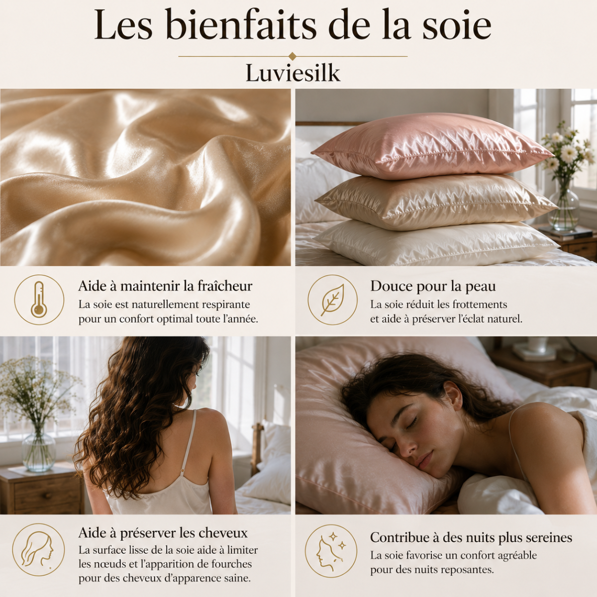 Les bienfaits d'une taie d'oreiller en soie de mûrier LuvieSilk pour la peau et les cheveux 